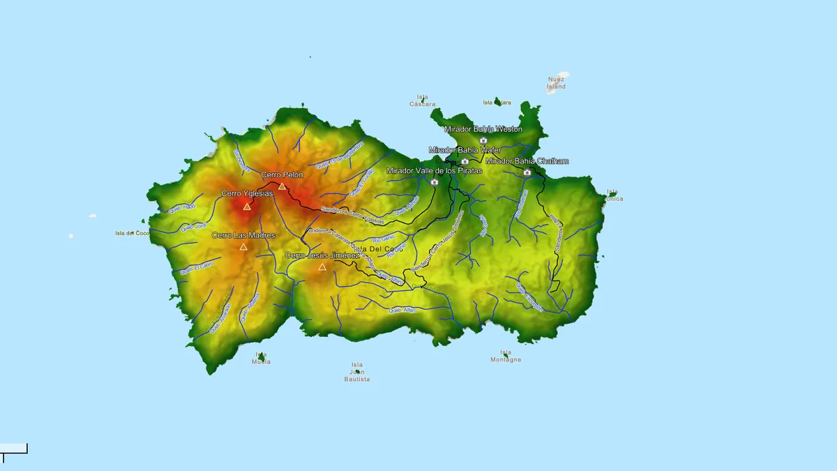 Topographic map of Cocos Island